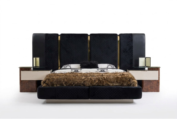 Ensemble de chambre à coucher moderne Lit 2x Tables de chevet Mobilier design 3 pièces