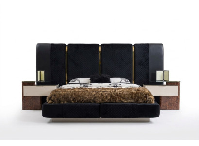 Ensemble de chambre à coucher moderne Lit 2x Tables de chevet Mobilier design 3 pièces