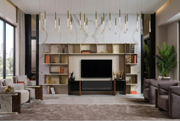 Unités murales télé en bois style moderne étagère meuble de salon armoire meuble TV stand