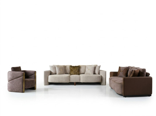 Ensemble de canapé 3+2+1 places Fauteuil de relaxation moderne Style moderne 3 pièces en tissu textile