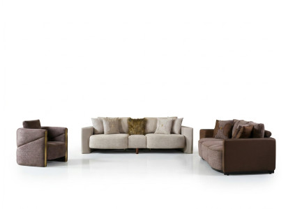 Ensemble de canapé 3+2+1 places Fauteuil de relaxation moderne Style moderne 3 pièces en tissu textile