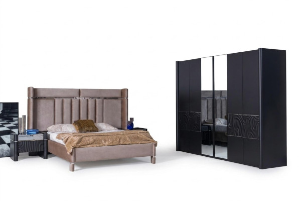Ensemble de chambre à coucher Lit complet + 2 tables de chevet + Armoire 4 pièces.