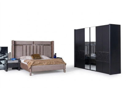 Ensemble de chambre à coucher Lit complet + 2 tables de chevet + Armoire 4 pièces.