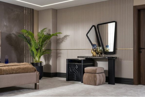 Coiffeuse avec tabouret miroir Maquillage Chambre Design Meuble Bois 2 pièces.
