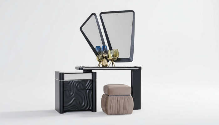 Coiffeuse avec tabouret miroir Maquillage Chambre Design Meuble Bois 2 pièces.