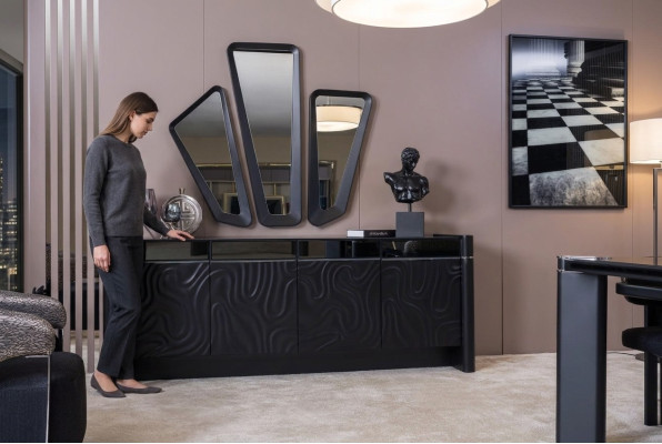 Sideboard 3x Miroir Sideboard Suite de Luxe Commode en Bois Modernes