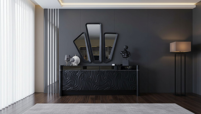 Sideboard 3x Miroir Sideboard Suite de Luxe Commode en Bois Modernes