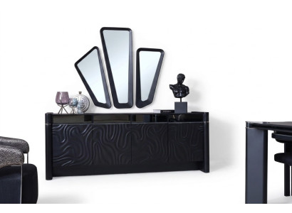 Sideboard 3x Miroir Sideboard Suite de Luxe Commode en Bois Modernes