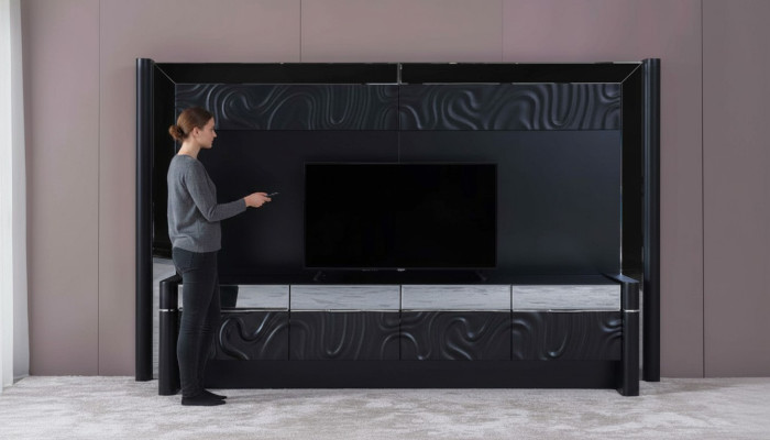 Meubles en bois, unité murale moderne, meubles de salon design, meuble TV à faible profondeur, armoire murale