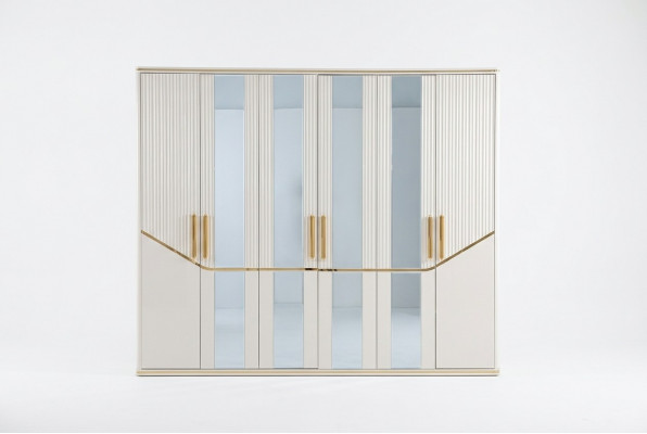 Armoires de garde-robe Conception de garde-robe Bois Beige Or Meubles modernes 270cm
