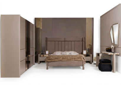 Ensemble de chambre à coucher Lit 2x Table de chevet Armoire Coiffeuse avec miroir 5 pièces neuf