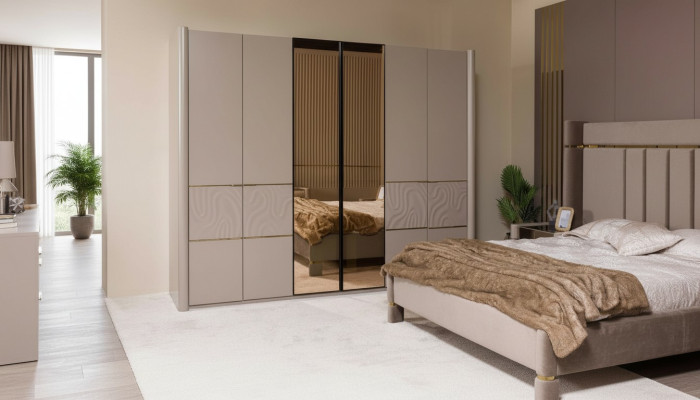 Armoire Armoire Mobilier de Chambre de Luxe Meubles Bois Taupe