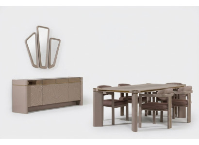 Ensemble de salle à manger de luxe Table à manger + 6 chaises Buffet avec 3 miroirs Ensemble de salle à manger.