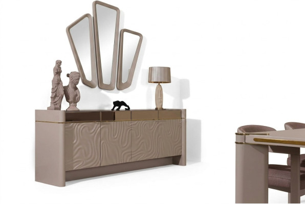 Buffet Buffet Suite de luxe Commode en bois Commodes modernes de 225 cm