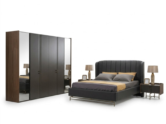 Ensemble de chambre à coucher Lit 2x Table de chevet Armoire Coiffeuse avec miroir 5 pièces