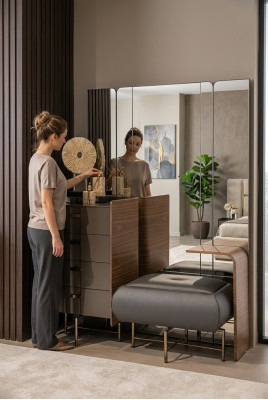 Coiffeuse Ensemble Console Miroir Chambre Design Mobilier Tabouret 2 pièces. nouveau