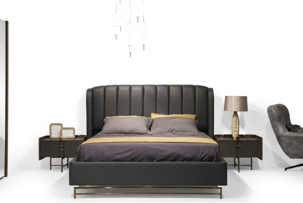 Ensemble de chambre moderne Lit + 2x Tables de chevet Mobilier Design 3 pièces UE