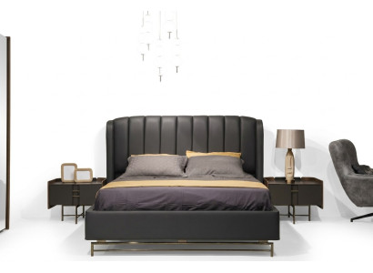 Ensemble de chambre moderne Lit + 2x Tables de chevet Mobilier Design 3 pièces UE