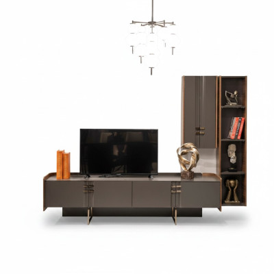 Meuble TV mural en bois moderne Étagère de salon Armoire de rangement Armoire TV avec placard mural