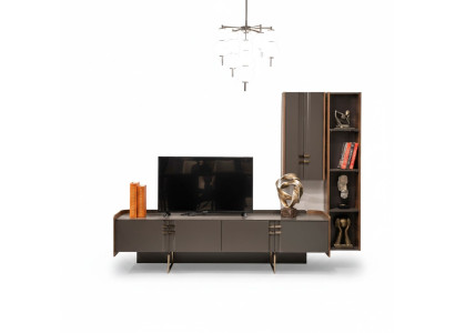 Meuble TV mural en bois moderne Étagère de salon Armoire de rangement Armoire TV avec placard mural