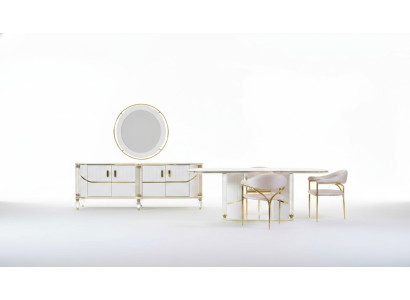 Ensemble de salle à manger de luxe Table à manger + 6x Chaises + Buffet Ensemble de salle à manger + Buffet 8 pièces