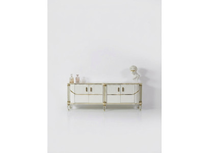 Bahut Armoire Meuble en bois de haute brillance Luxe Commode Bahut avec miroir de luxe