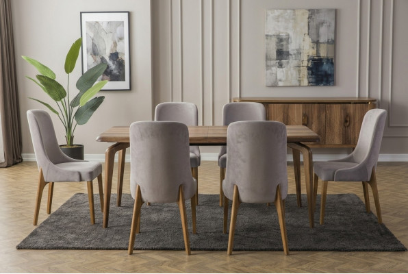 Ensemble de salle à manger 7 pièces. Table de salle à manger + 6 chaises en bois design Ensemble de meubles pour chaises neuf