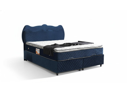 Conception de lit Lits de luxe Rembourrage bleu Mobilier de chambre à coucher de luxe Box Spring moderne
