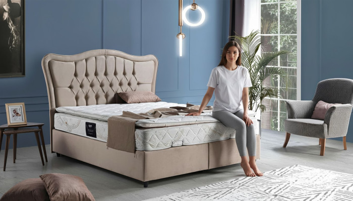 Design de lit Lits Luxe Rembourrage Mobilier de chambre Moderne Beige 160x200