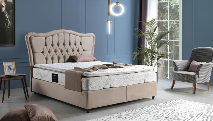 Design de lit Lits Luxe Rembourrage Mobilier de chambre Moderne Beige 160x200