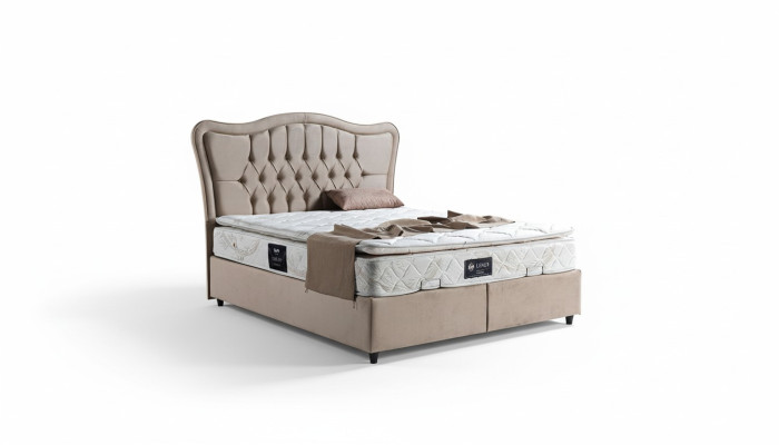 Design de lit Lits Luxe Rembourrage Mobilier de chambre Moderne Beige 160x200