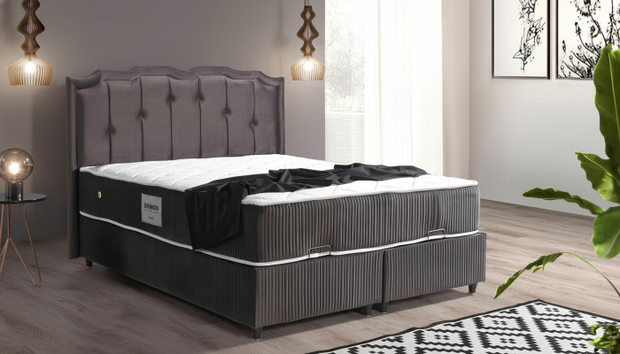Conception de lit Lits Lit de luxe Rembourrage Mobilier de chambre Boxsping Marron 160x200
