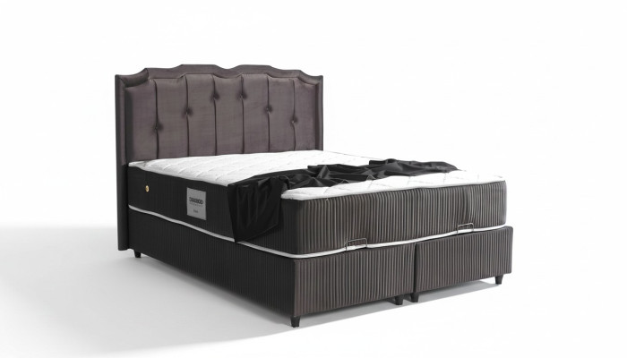 Conception de lit Lits Lit de luxe Rembourrage Mobilier de chambre Boxsping Marron 160x200