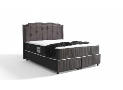 Conception de lit Lits Lit de luxe Rembourrage Mobilier de chambre Boxsping Marron 160x200