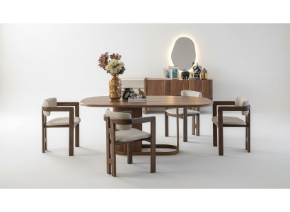 Ensemble de salle à manger luxueux : Table à manger + 6 chaises + Buffet + Miroir 9 pièces Modernes