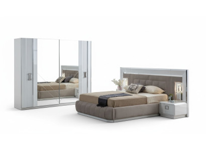Chambre Ensemble complet Lit 2x Table de chevet Armoire nouveau Design 4 pcs.
