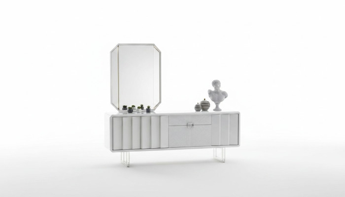 Groupe Buffet Miroir Commode Armoires Mobilier en bois Blanc Salon