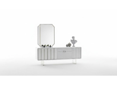 Groupe Buffet Miroir Commode Armoires Mobilier en bois Blanc Salon