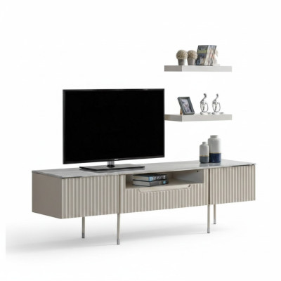Meuble TV avec 2 étagères Table basse Buffet Table de salon Design moderne en bois