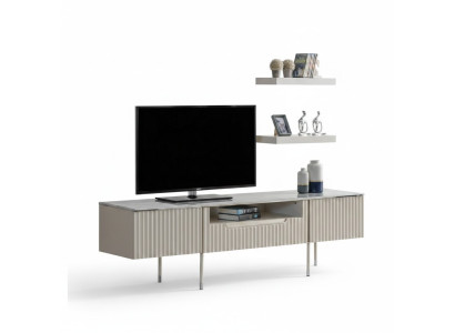 Meuble TV avec 2 étagères Table basse Buffet Table de salon Design moderne en bois