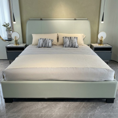 Ensemble de chambre de luxe Lit double moderne avec 2 tables de chevet Design 3 pièces complet.
