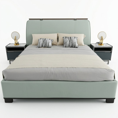 Ensemble de chambre de luxe Lit double moderne avec 2 tables de chevet Design 3 pièces complet.