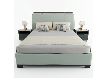 Ensemble de chambre de luxe Lit double moderne avec 2 tables de chevet Design 3 pièces complet.