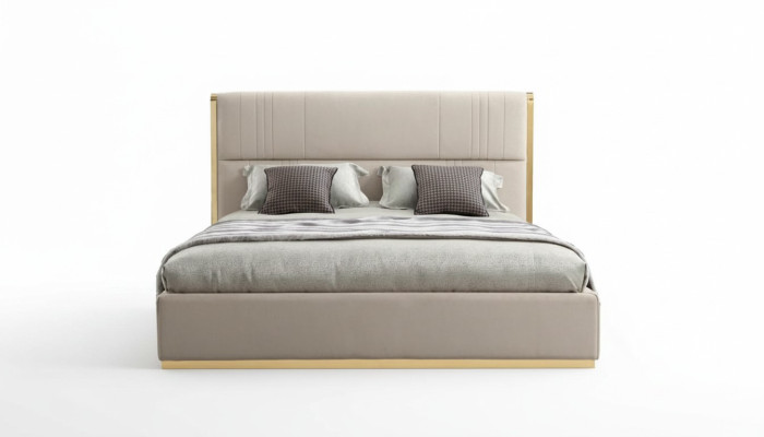 Meubles de lit Beige Design de meubles de chambre Lits Meubles de luxe en bois moderne nouveau