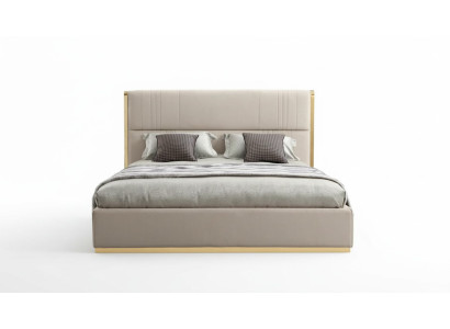 Meubles de lit Beige Design de meubles de chambre Lits Meubles de luxe en bois moderne nouveau