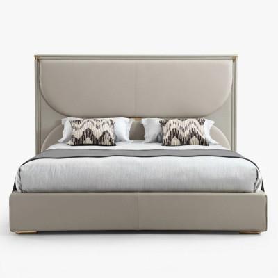Chambre de luxe Lit Mobilier de designer Lit double Blanc Lits en textile Bois neuf
