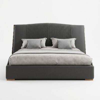 Luxe Lit Lits en bois Cadre de lit Gris Lit double Cadre de lit Lits Lits doubles