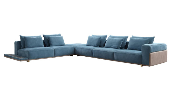Canapé d'angle bleu en L Canapé Salon Tissu en tissu de luxe Meubles de luxe Design luxueux nouveau