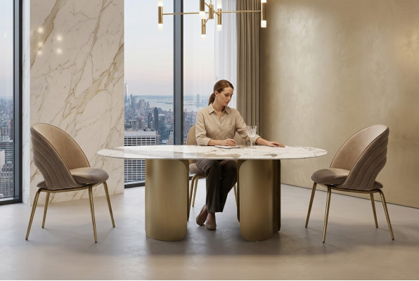Ensemble de salle à manger exclusif composé de 5 pièces. Table à manger + 4 chaises de luxe.