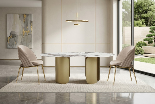 Ensemble de salle à manger exclusif composé de 5 pièces. Table à manger + 4 chaises de luxe.